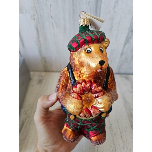 vintage Radko bearing heart plaid suspenders Scottish ornament 1996 Xmas tree - Picture 8 of 10